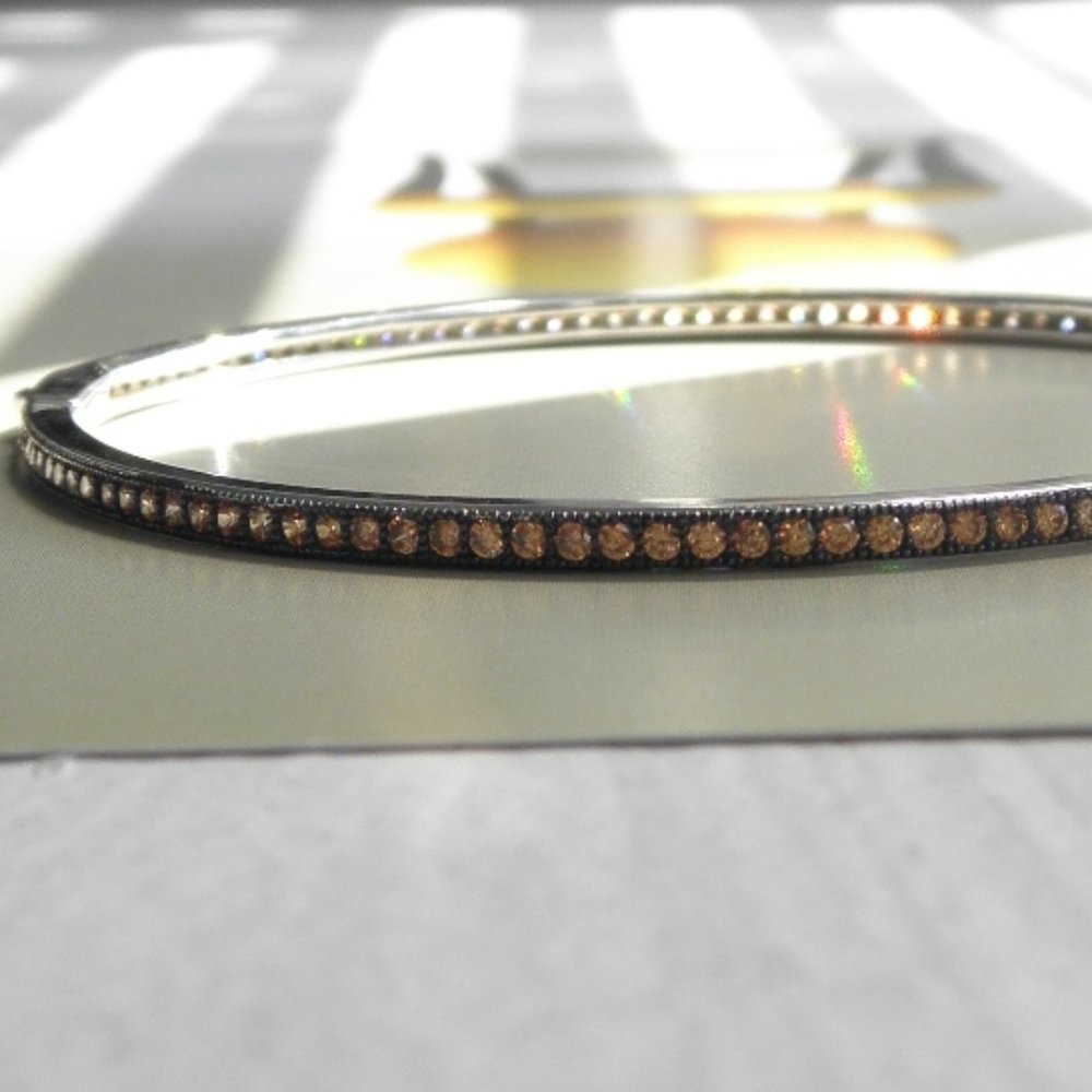 New special safety buckle solid 925 sterling silver & CZ bangle - Picture 4 of 5